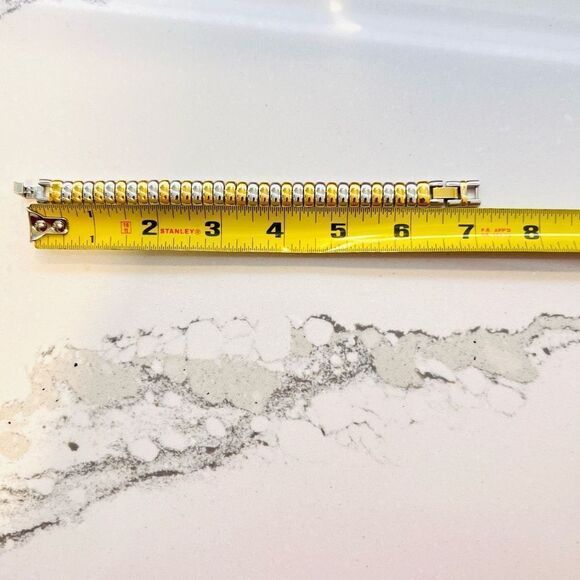 Old Money Aesthetic Gold Silver Link Bracelet Two Tone Timeless Bold Jewelry - Picture 9 of 11